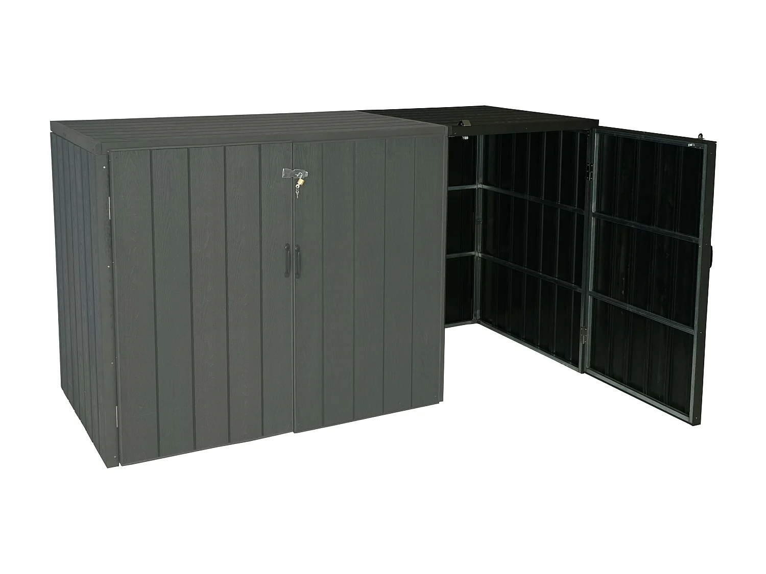 Modulo aggiuntivo per copribidoni box spazzatura rifiuti MCW-J28 Premium 88x69x116cm acciaio WPC antracite