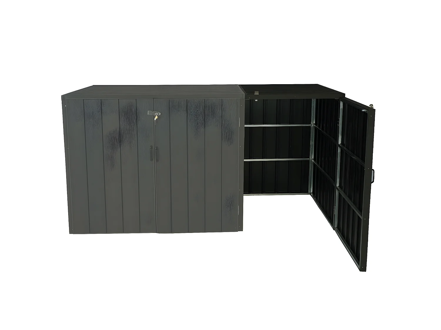 Modulo aggiuntivo per copribidoni box spazzatura rifiuti MCW-J28 Premium 88x69x116cm acciaio WPC antracite