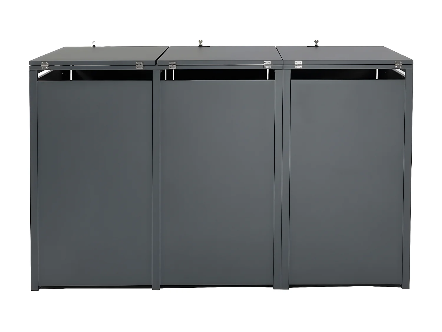 Set 3x copribidoni box spazzatura rifiuti MCW-J82 80x200x117cm acciaio inox antracite gold