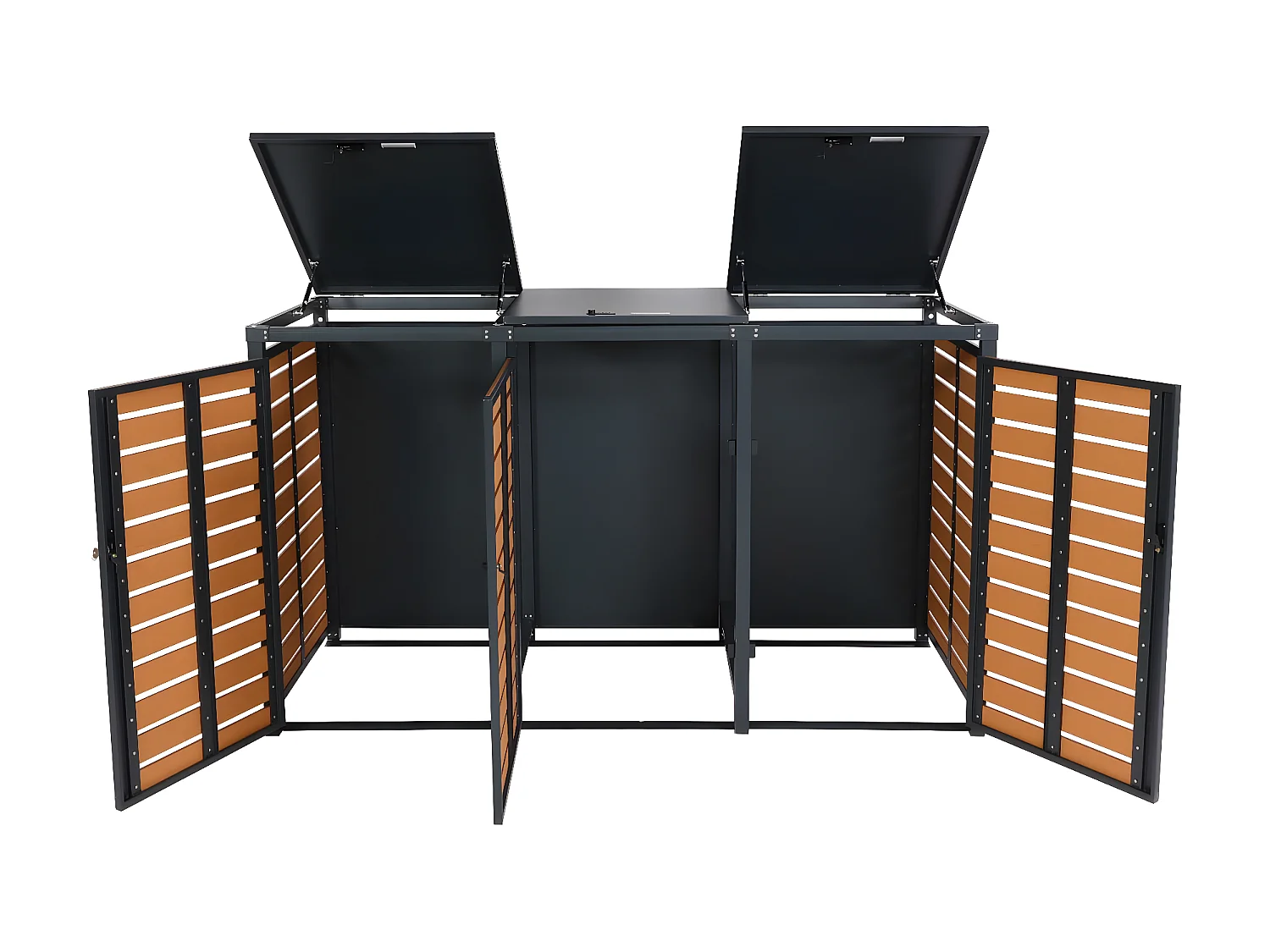 Bekleding voor 3 vuilnisbakken MCW-K14,  teak look