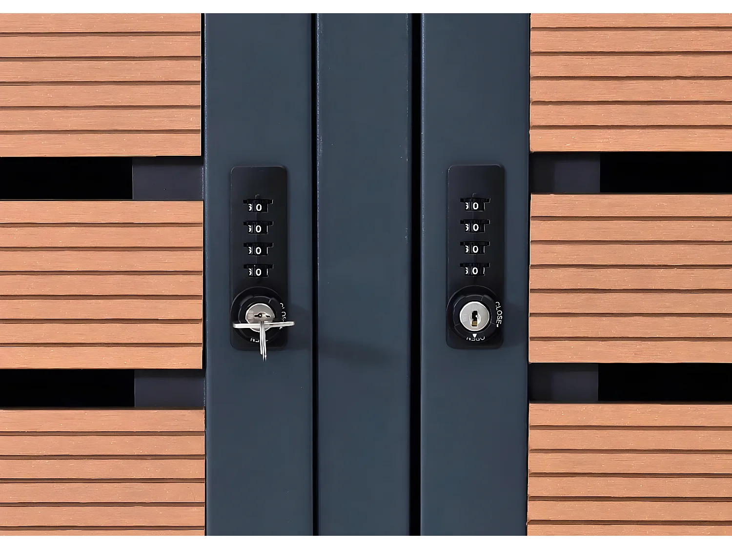 Bekleding voor 3 vuilnisbakken MCW-K14,  teak look