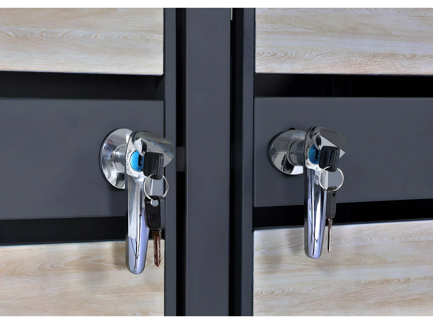 Set 2x copribidoni box spazzatura rifiuti MCW-J81 80x132x117cm acciaio inox antracite faggio