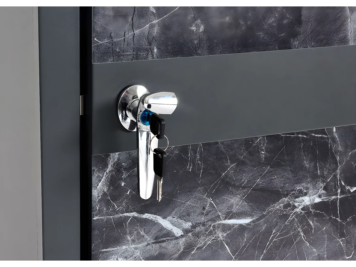 Copribidone box spazzatura rifiuti MCW-J82 80x68x117cm acciaio inox antracite marmo scuro