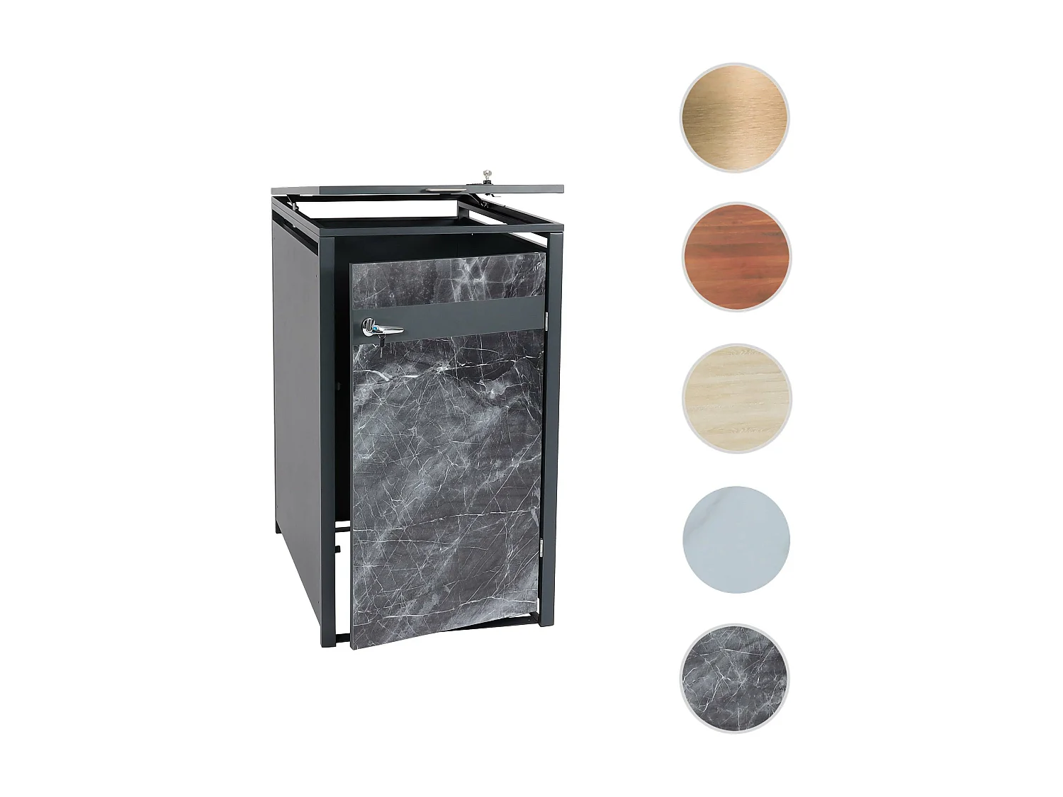 Copribidone box spazzatura rifiuti MCW-J82 80x68x117cm acciaio inox antracite marmo scuro