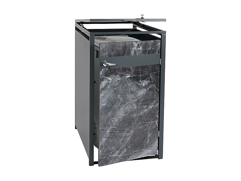 1er Mülltonnenverkleidung MCW-J82, Marmor-Optik dunkel