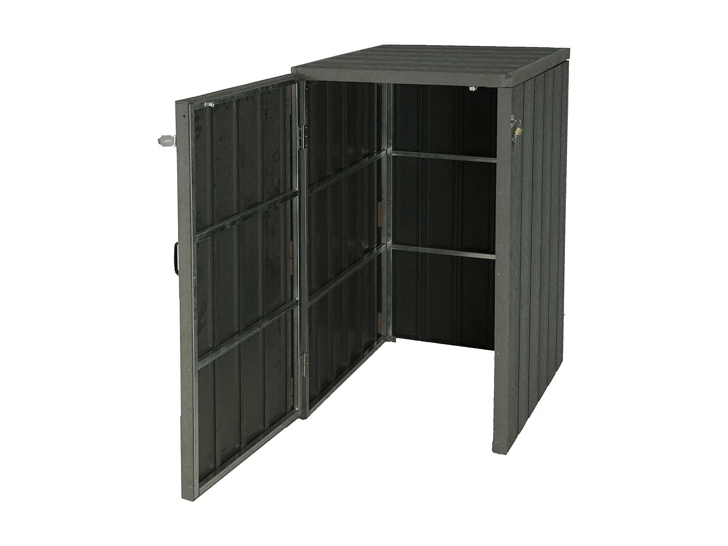 Copribidone box spazzatura rifiuti MCW-J28 Premium XL 105x80x117cm acciaio WPC grigio