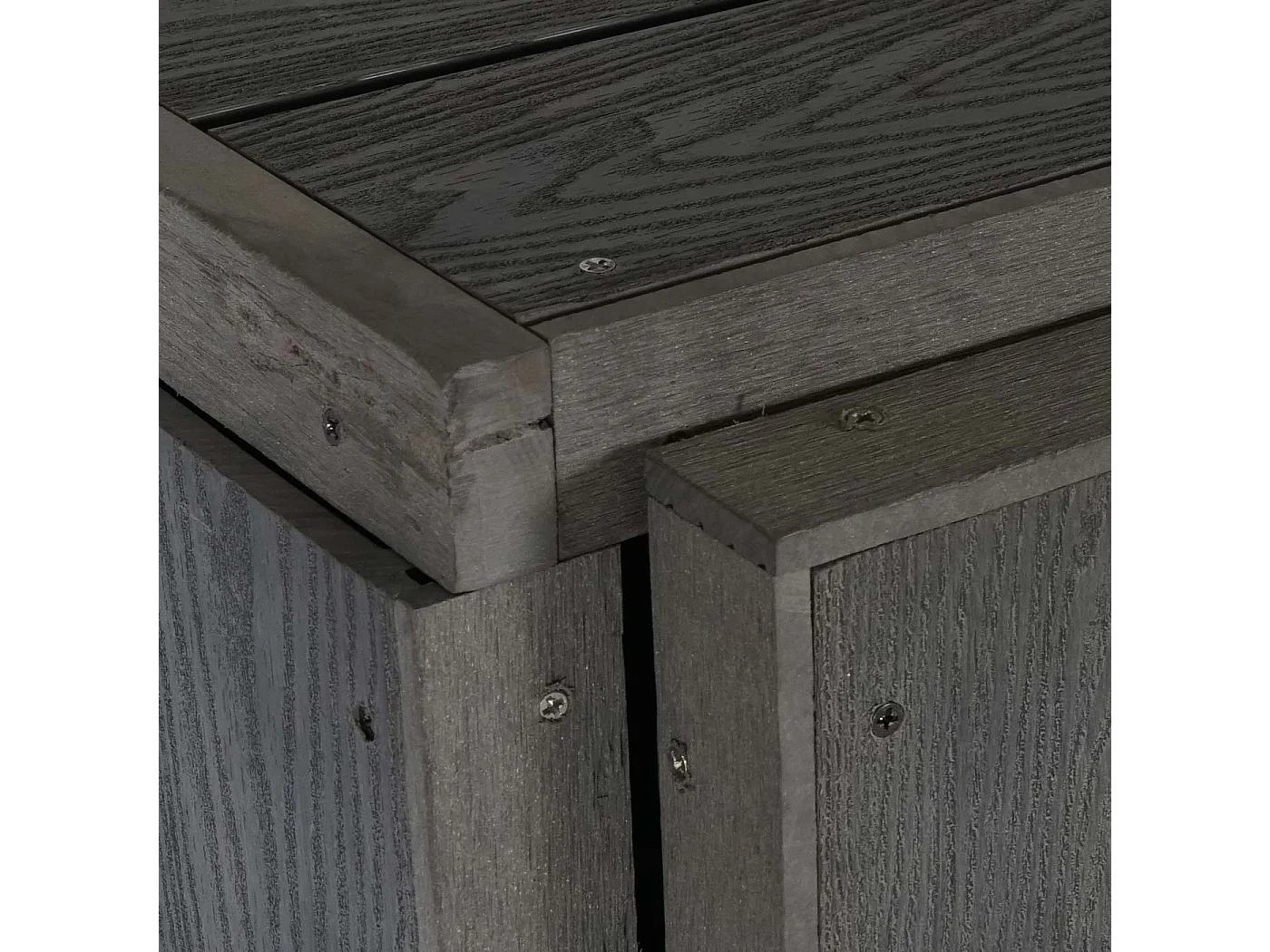 Copribidone box spazzatura rifiuti MCW-J28 Premium XL 105x80x117cm acciaio WPC grigio