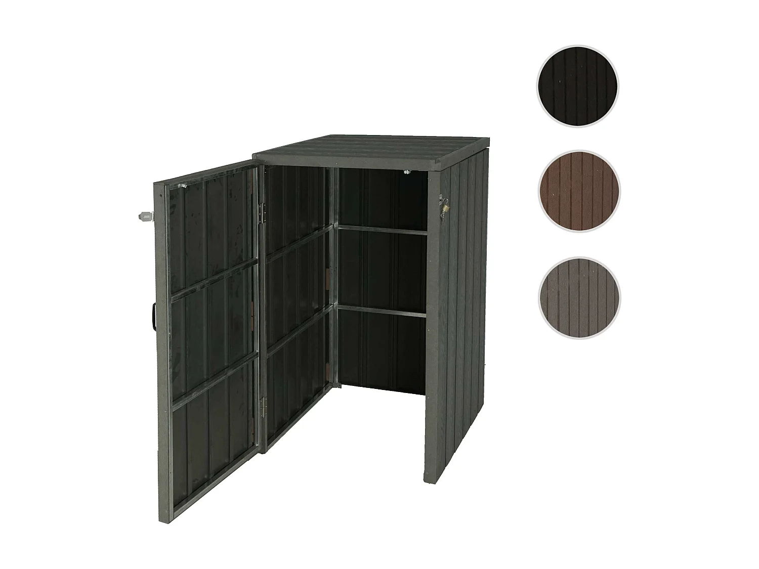 Copribidone box spazzatura rifiuti MCW-J28 Premium XL 105x80x117cm acciaio WPC grigio