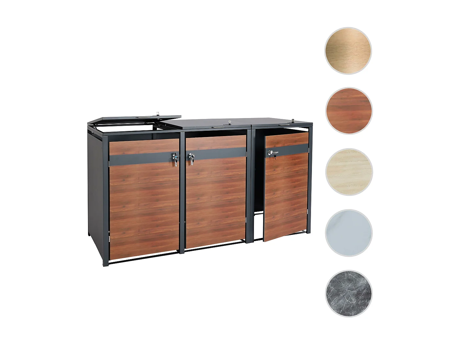 3-bin voering MCW-J82,  donkerbruin kersenhout look