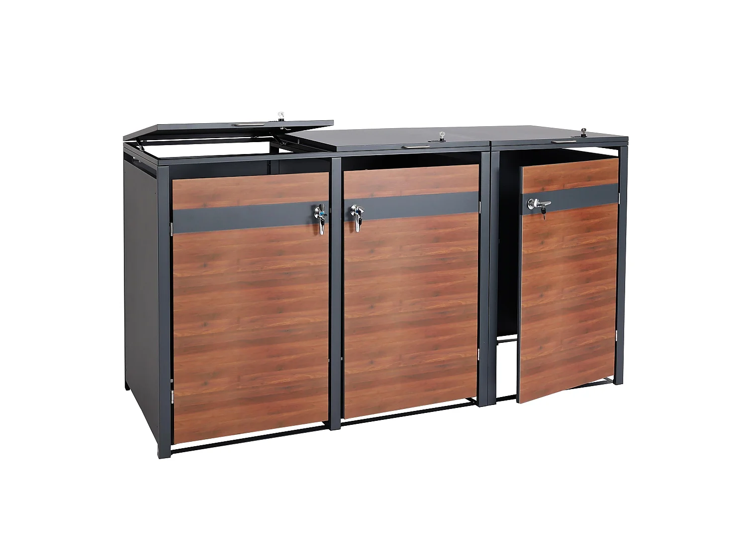 3-delige afvalbakbekleding MCW-J82,  donkerbruin kersenhout look