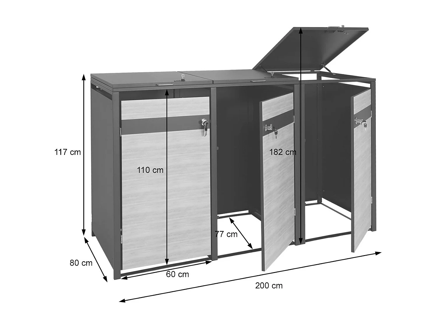 3-delige afvalbakbekleding MCW-J82,  donkerbruin kersenhout look