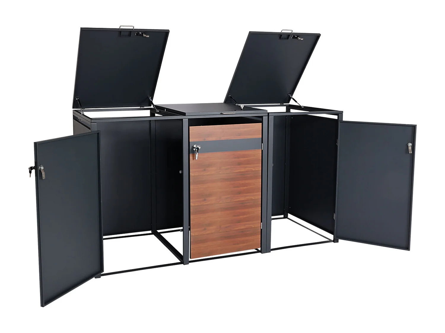 3-delige afvalbakbekleding MCW-J82,  donkerbruin kersenhout look