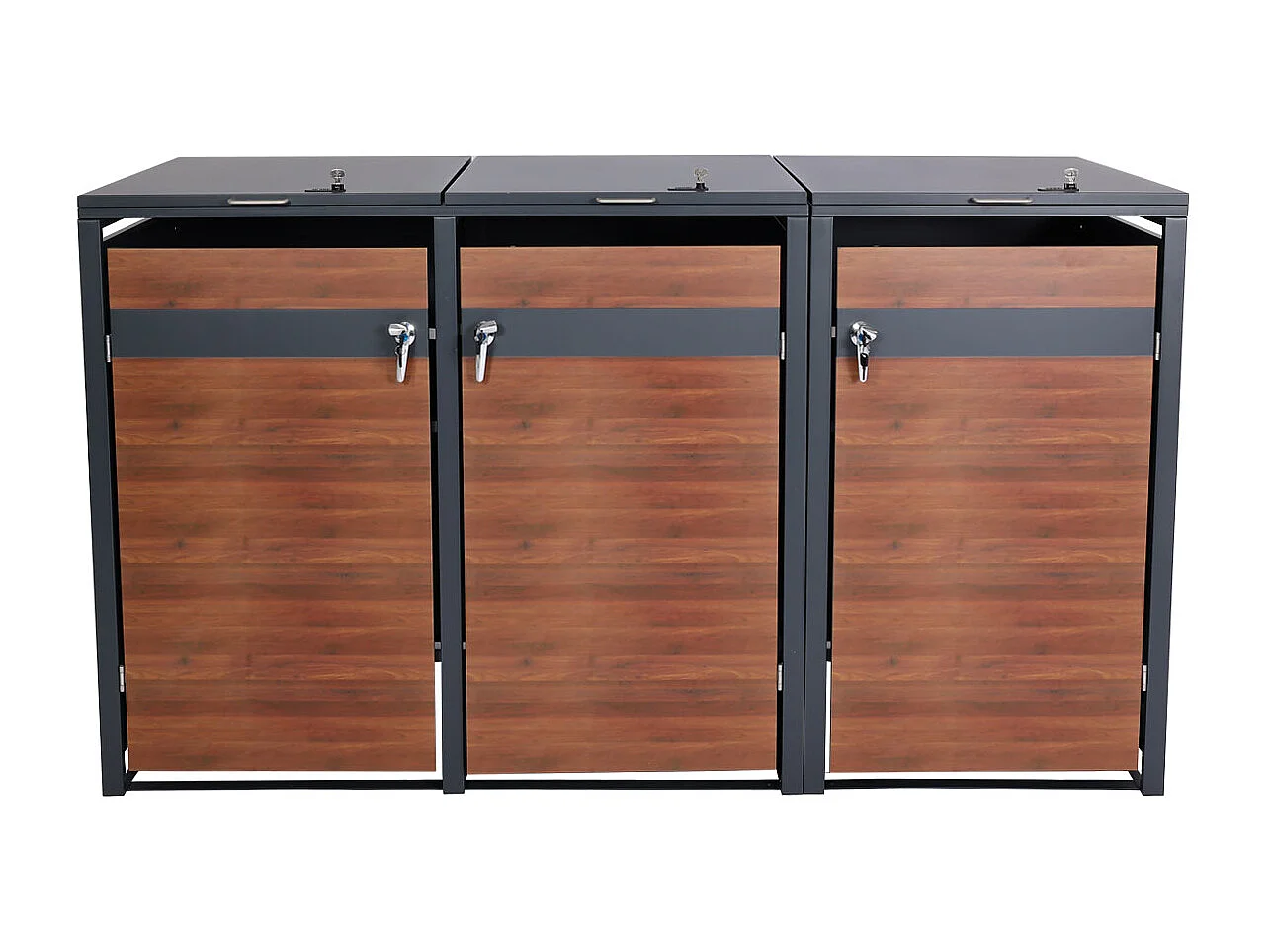 3-delige afvalbakbekleding MCW-J82,  donkerbruin kersenhout look