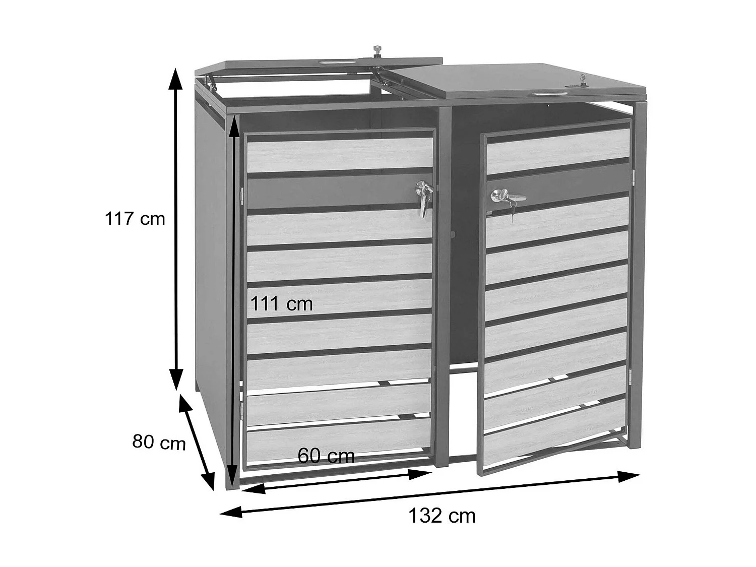 Set 2x copribidoni box spazzatura rifiuti MCW-J81 80x132x117cm acciaio inox antracite gold