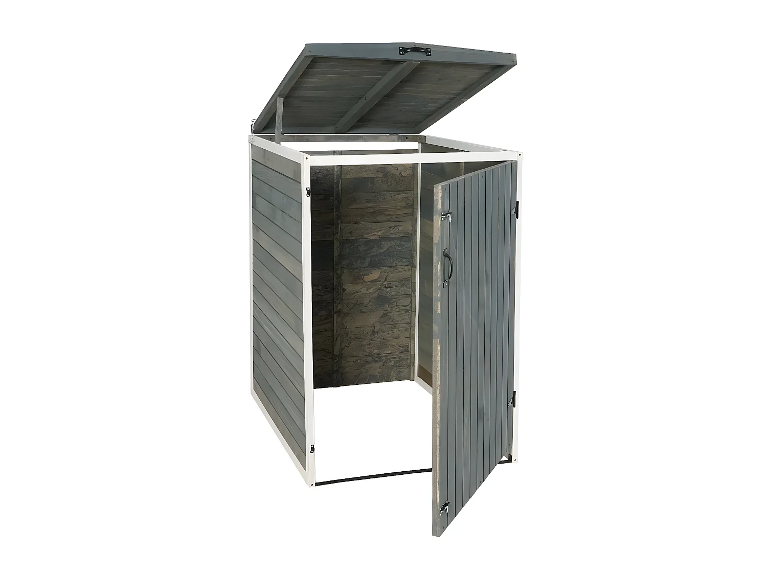 1er-/2er-Mülltonnenverkleidung MCW-H74, Grau-weiß