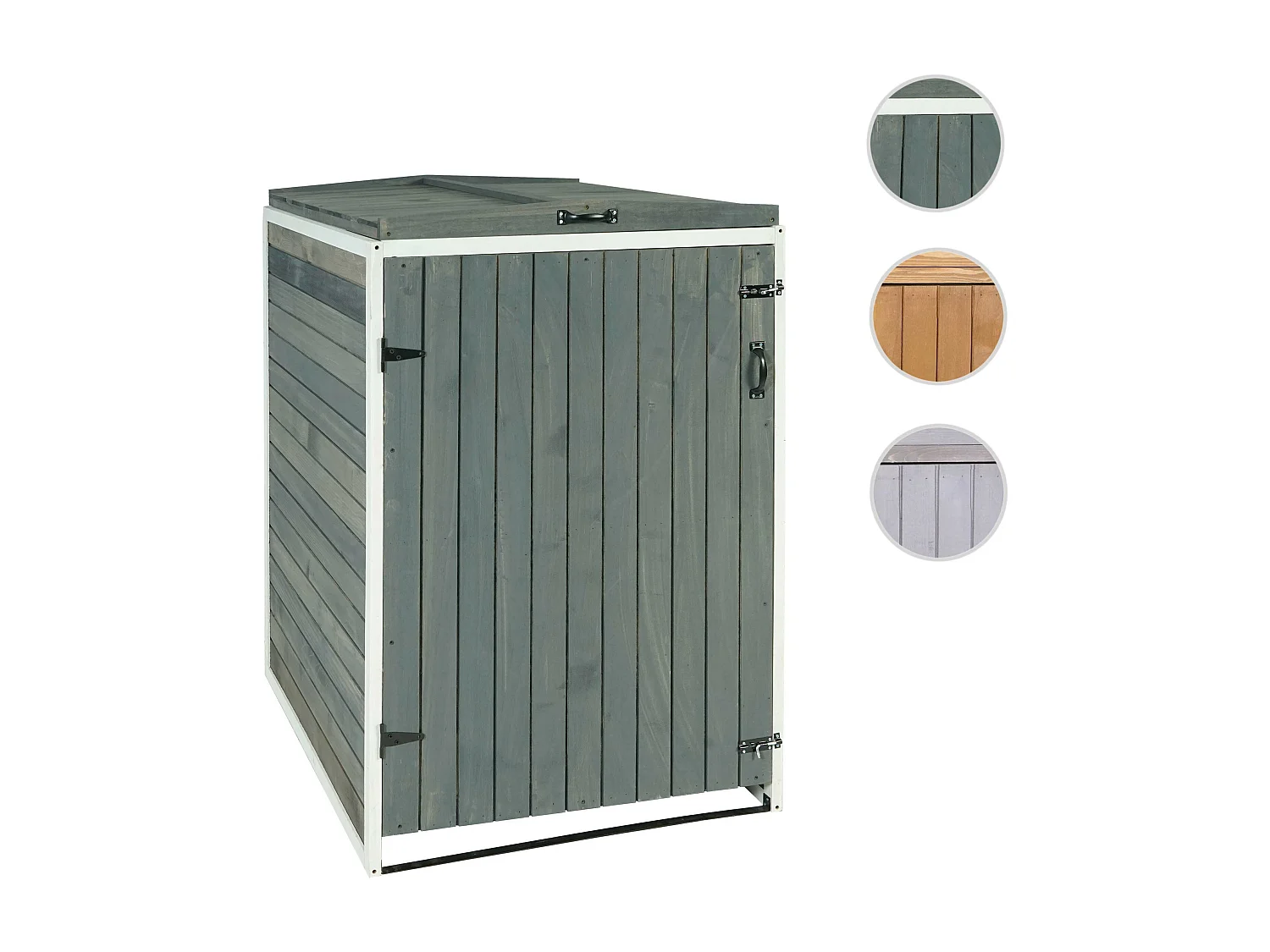 1er-/2er-Mülltonnenverkleidung MCW-H74, Grau-weiß