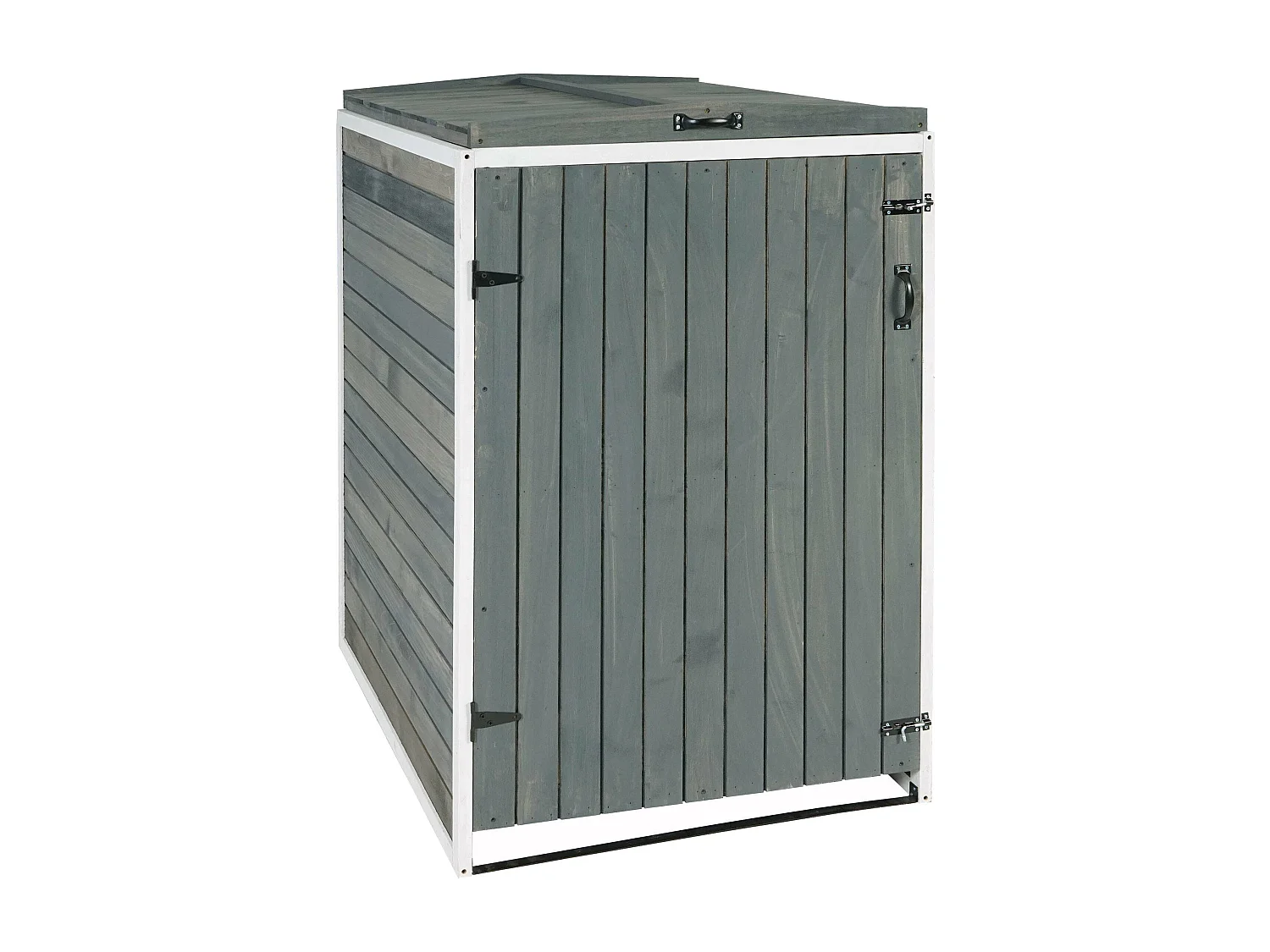 1er-/2er-Mülltonnenverkleidung MCW-H74, Grau-weiß