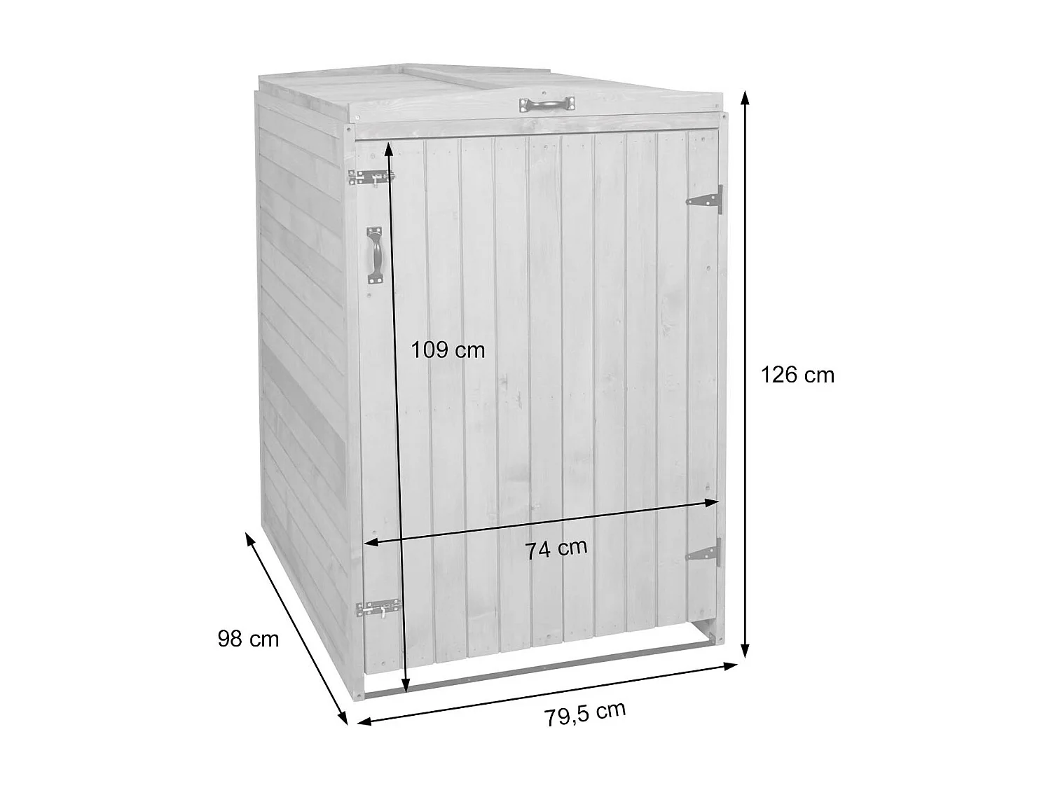1er-/2er-Mülltonnenverkleidung MCW-H74, Grau-weiß