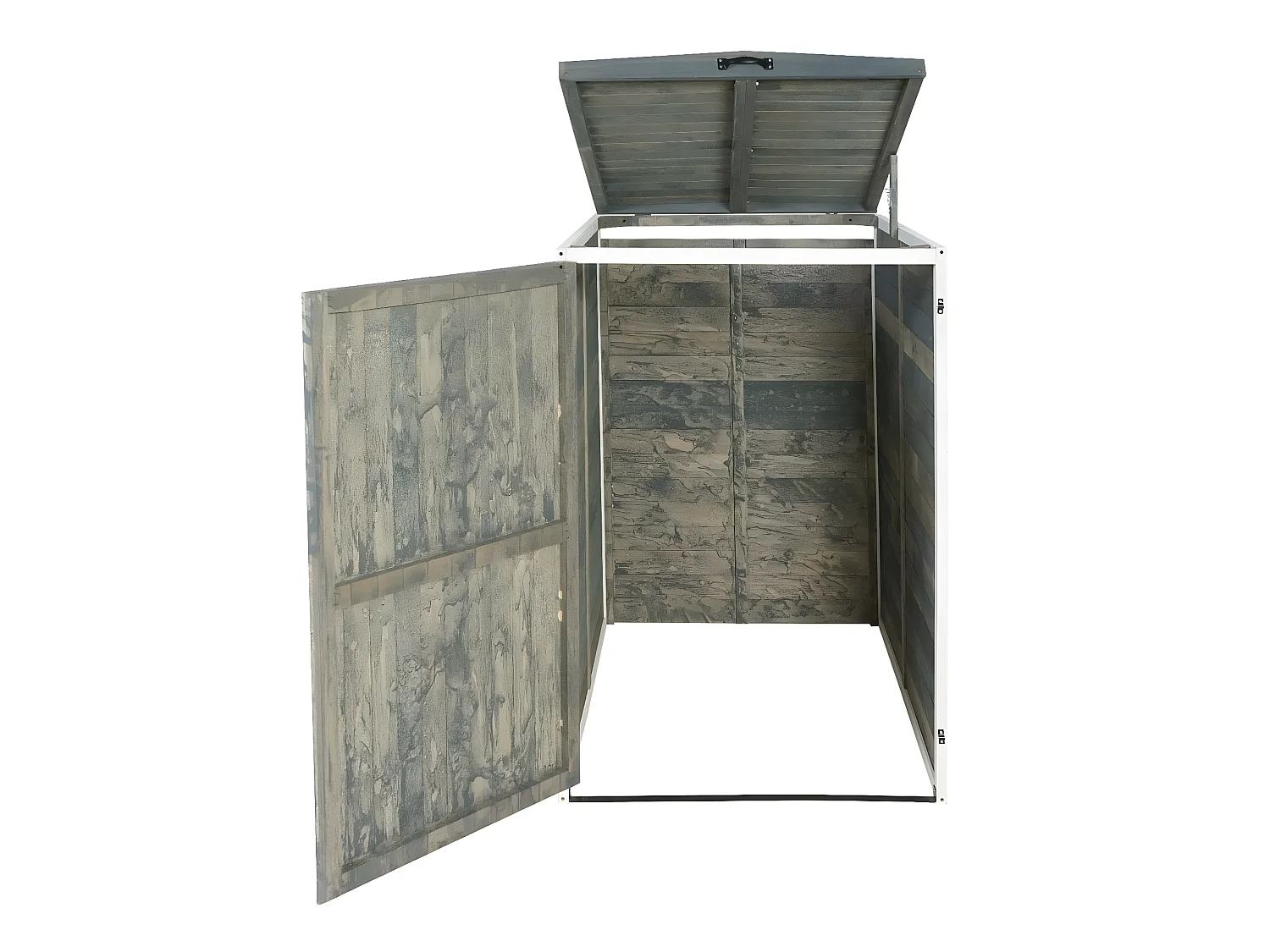 1er-/2er-Mülltonnenverkleidung MCW-H74, Grau-weiß