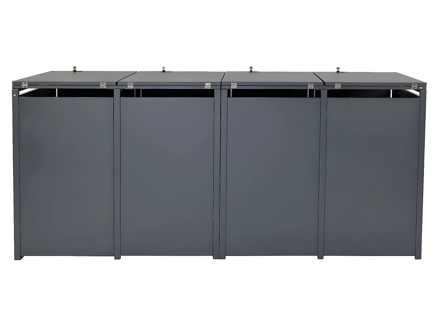 Set 4x copribidoni box spazzatura rifiuti MCW-J82 80x264x117cm acciaio inox antracite marmo scuro