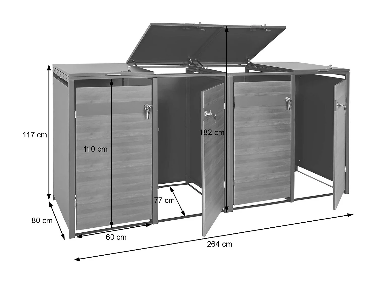4-delige afvalbakbekleding MCW-J82,  donker marmer look