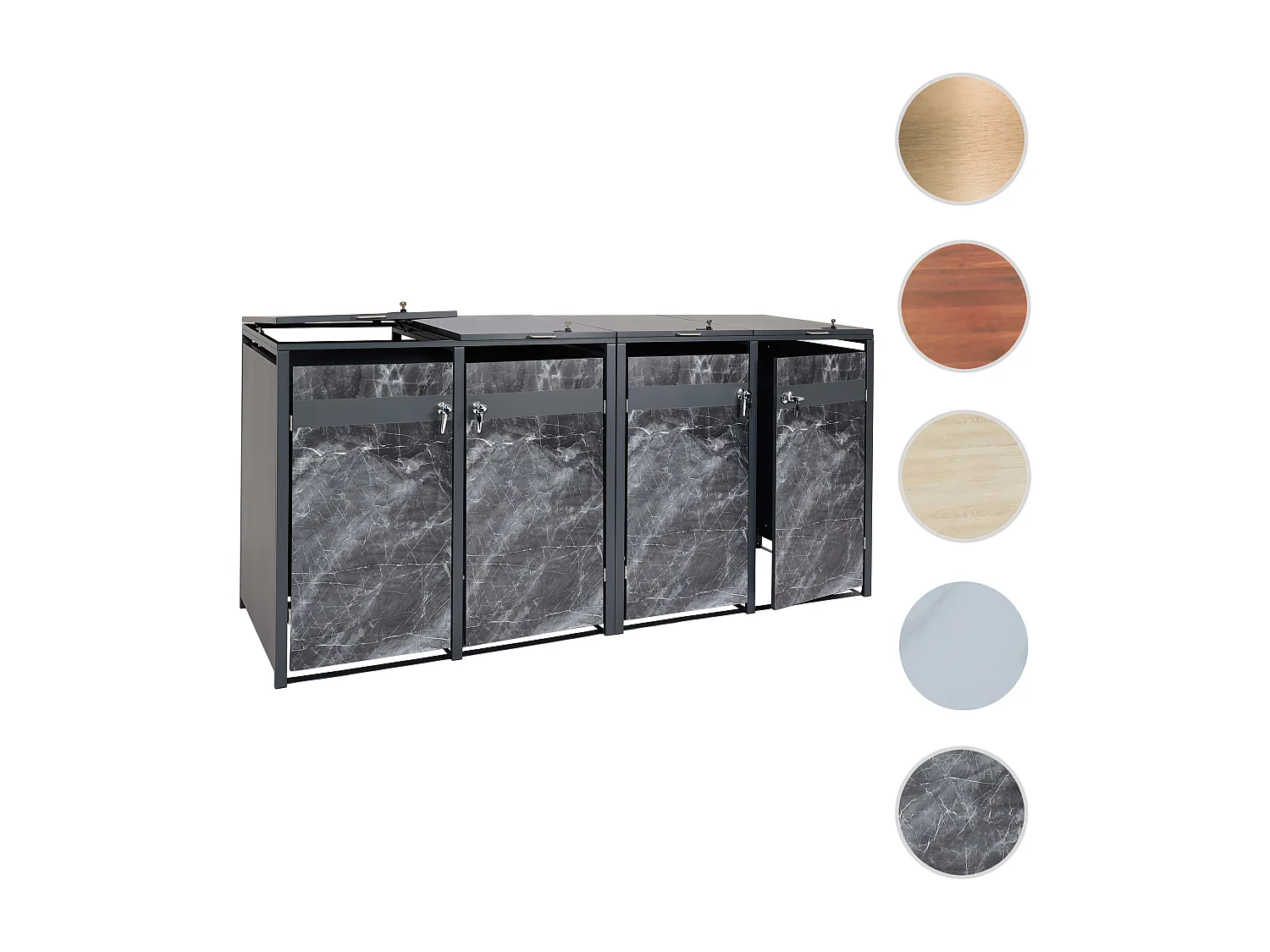 4-delige afvalbakbekleding MCW-J82,  donker marmer look