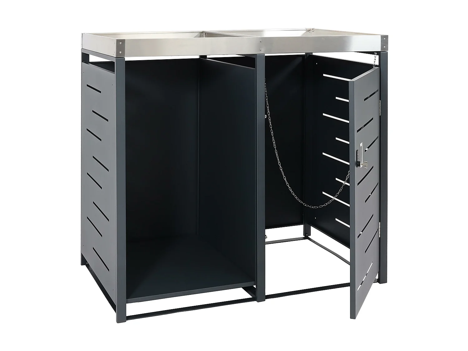 1-bins afvalbak met houtopslag MCW-H40,  antraciet