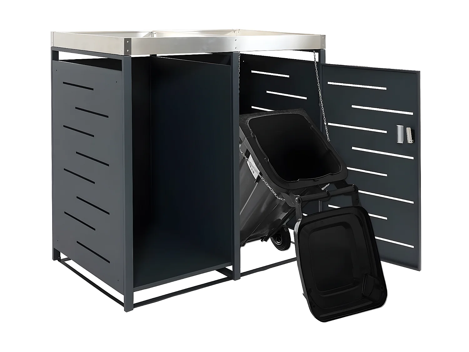 1-bins afvalbak met houtopslag MCW-H40,  antraciet