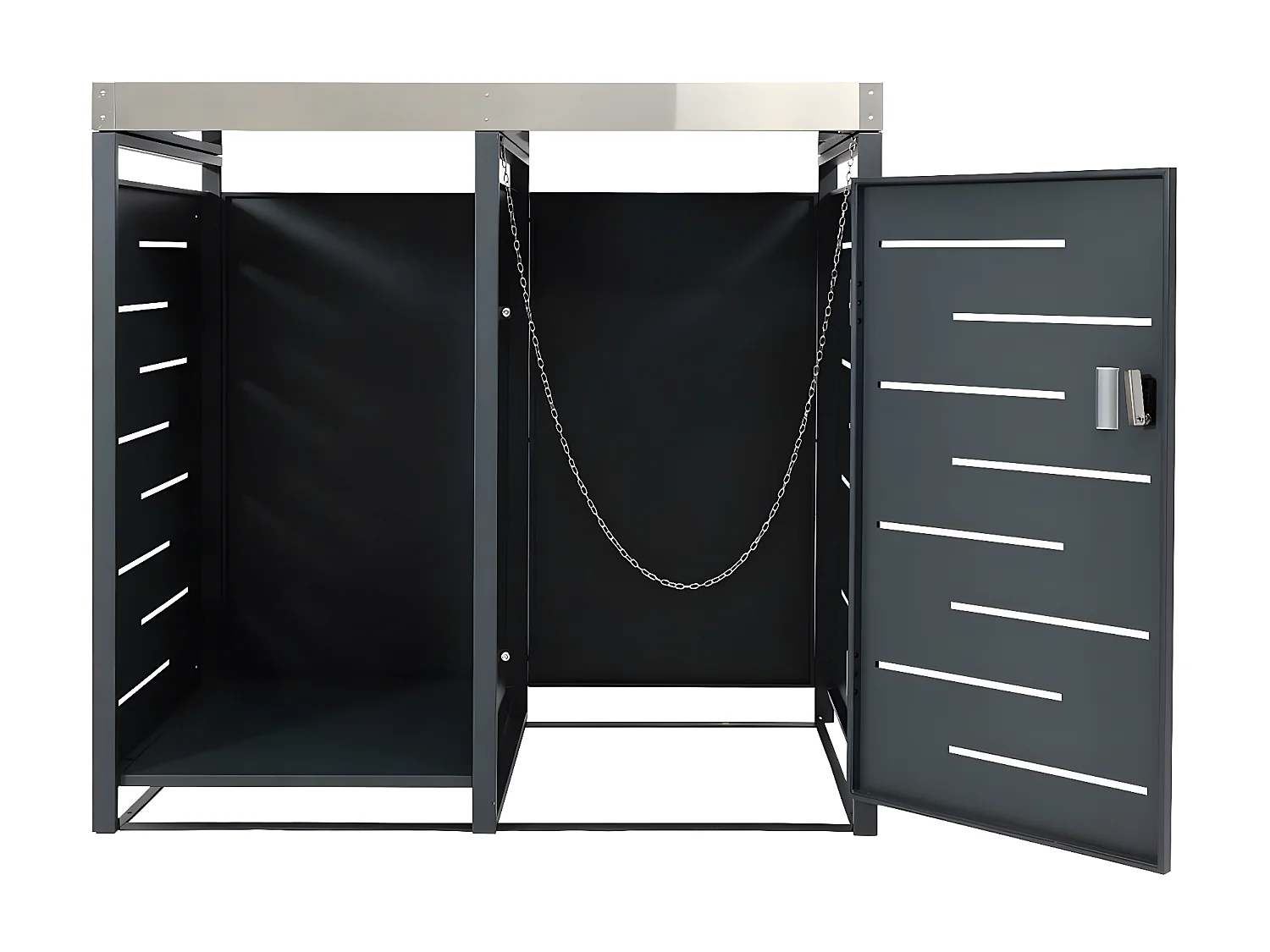 1-bins afvalbak met houtopslag MCW-H40,  antraciet