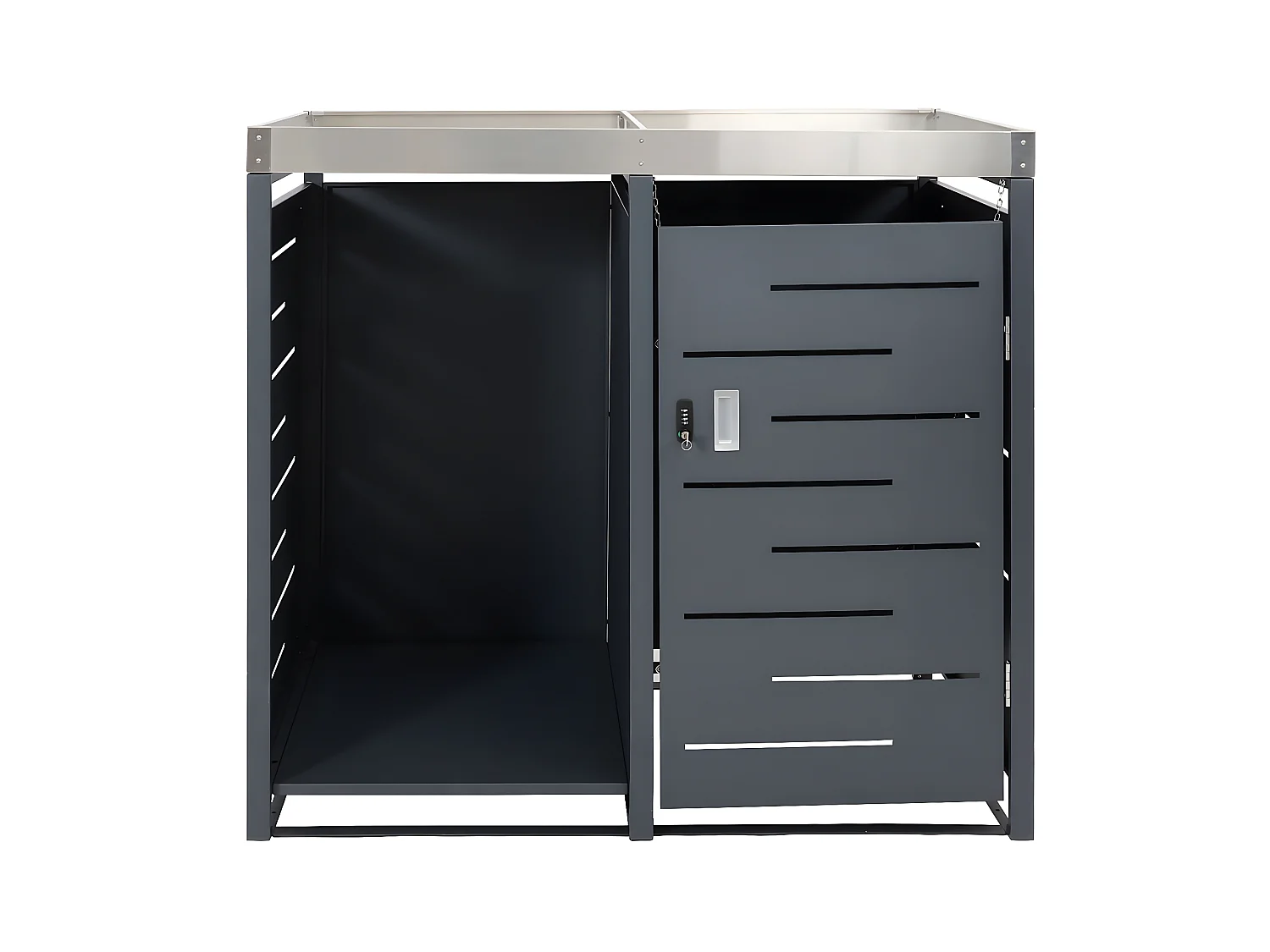 1-bins afvalbak met houtopslag MCW-H40,  antraciet