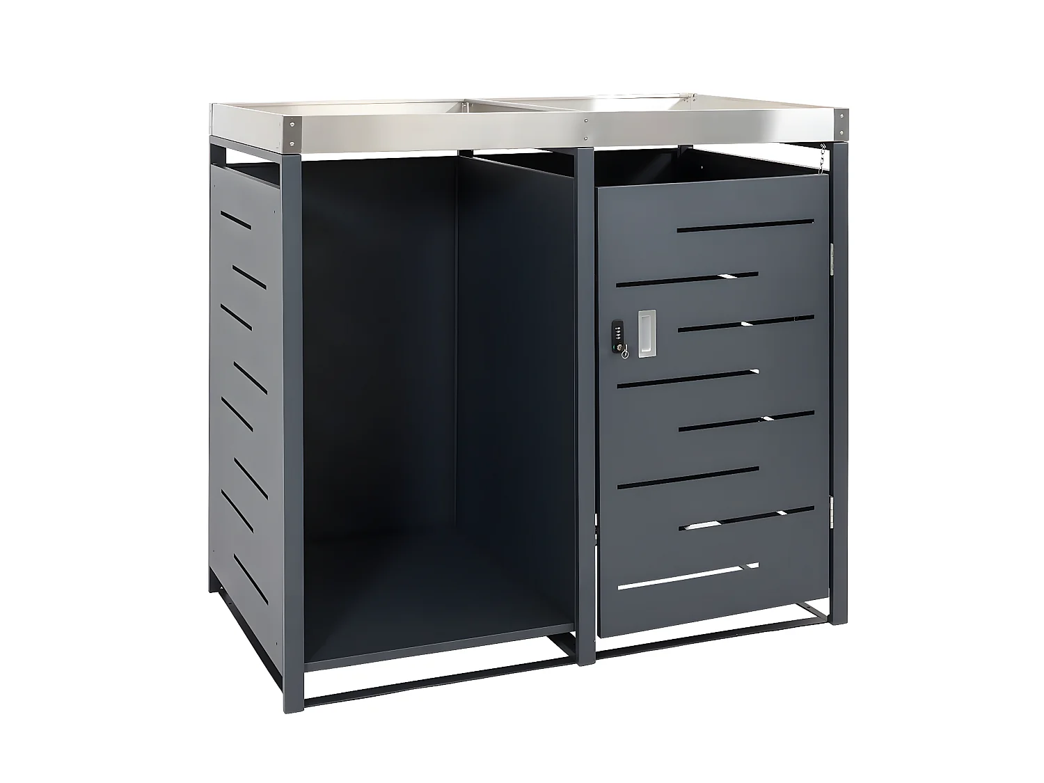 1-bins afvalbak met houtopslag MCW-H40,  antraciet