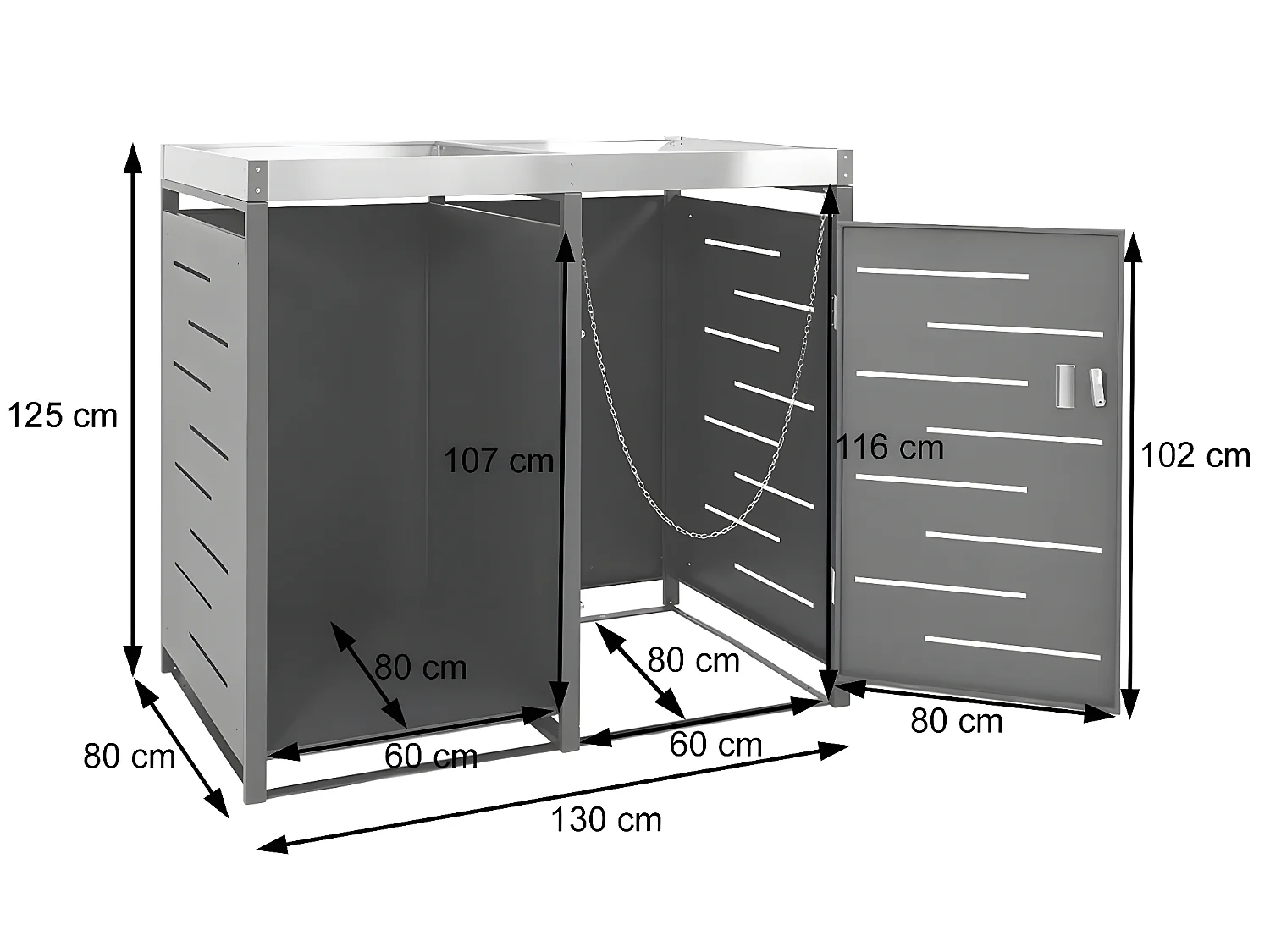 1er-Mülltonnenbox mit Holzlager MCW-H40, Anthrazit