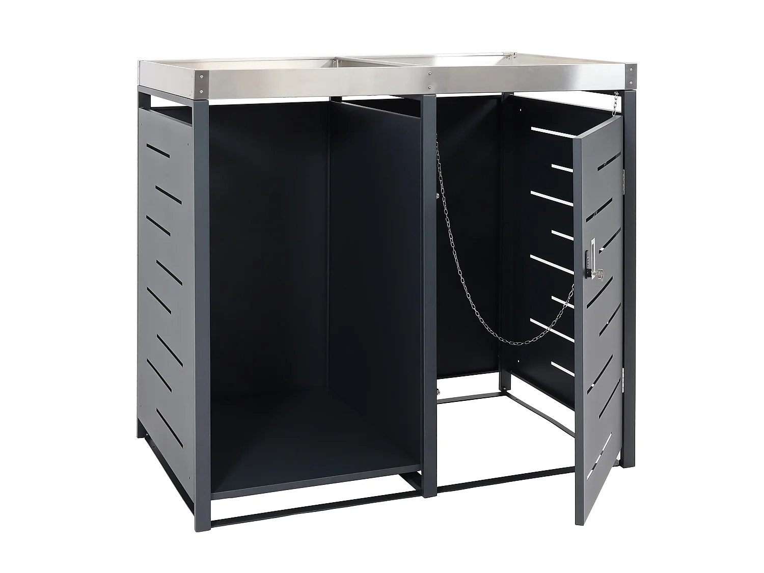 1-pojemnikowy pojemnik na śmieci z drewnianym schowkiem MCW-H40,  antracyt