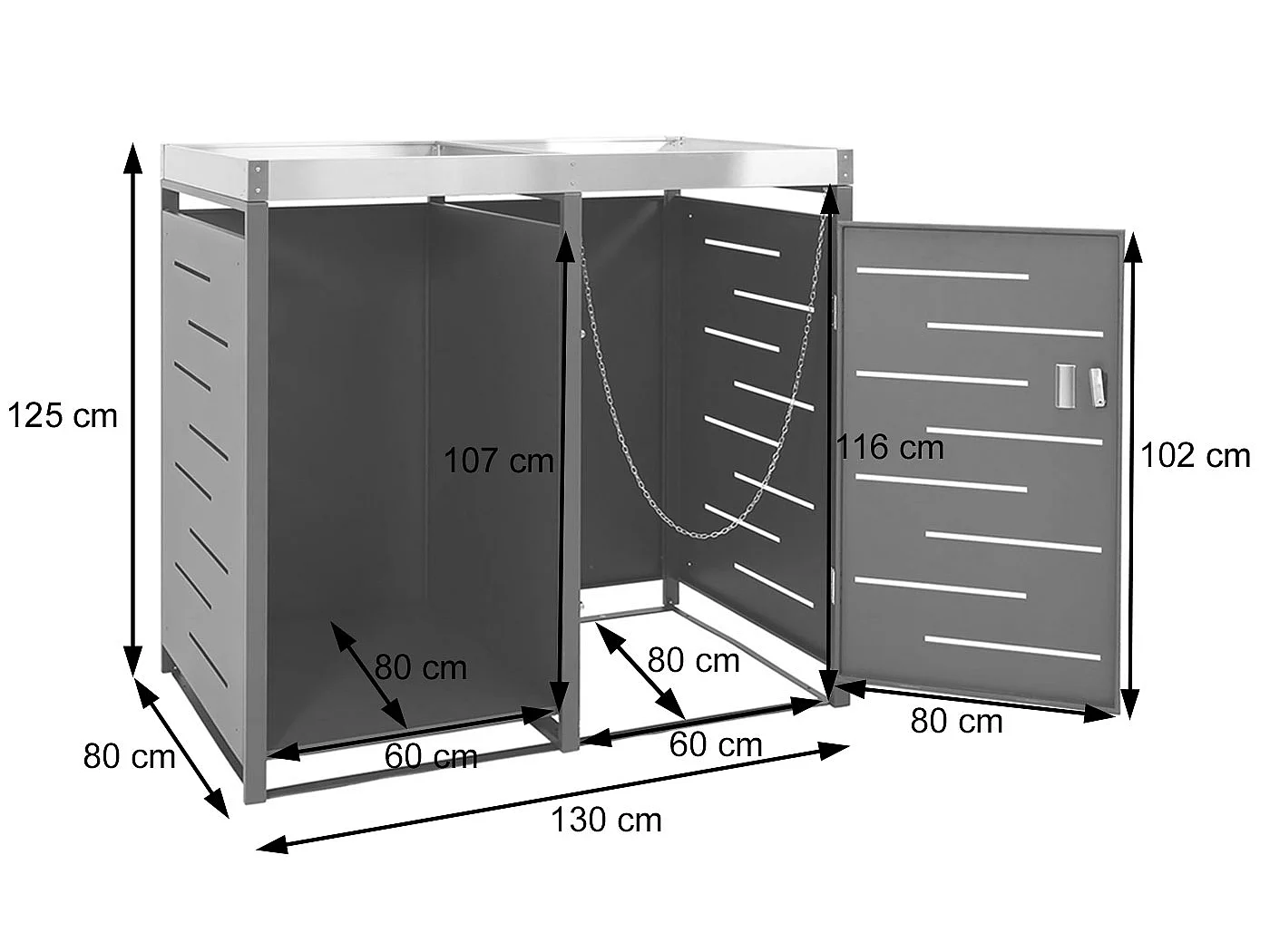 1-pojemnikowy pojemnik na śmieci z drewnianym schowkiem MCW-H40,  antracyt