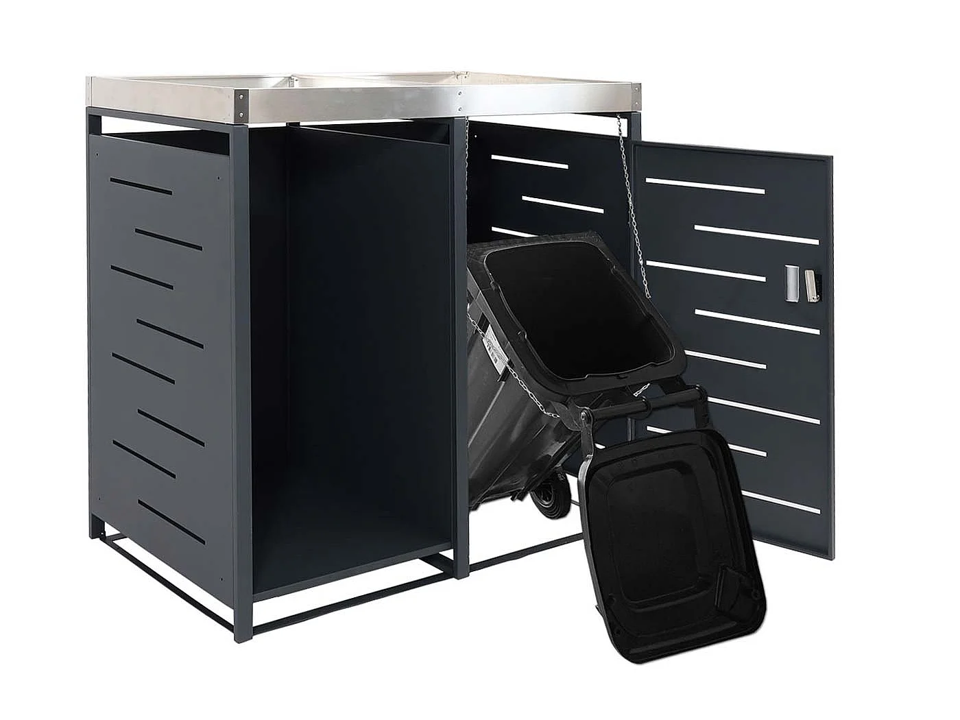 1-pojemnikowy pojemnik na śmieci z drewnianym schowkiem MCW-H40,  antracyt