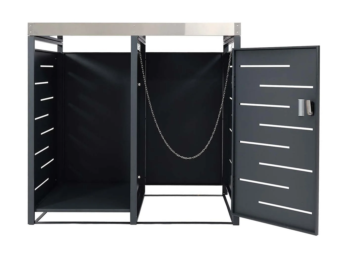 1-pojemnikowy pojemnik na śmieci z drewnianym schowkiem MCW-H40,  antracyt