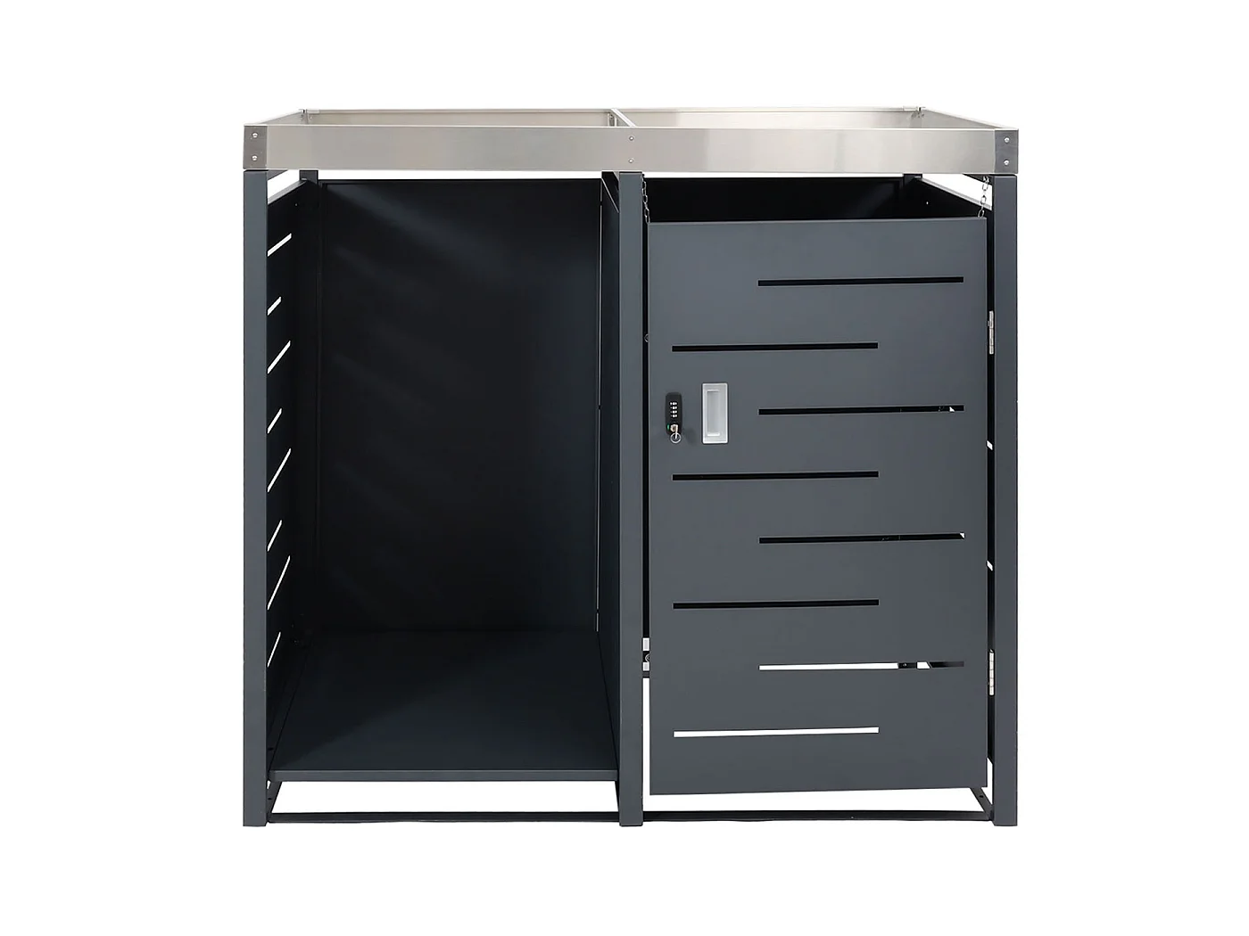 1-pojemnikowy pojemnik na śmieci z drewnianym schowkiem MCW-H40,  antracyt