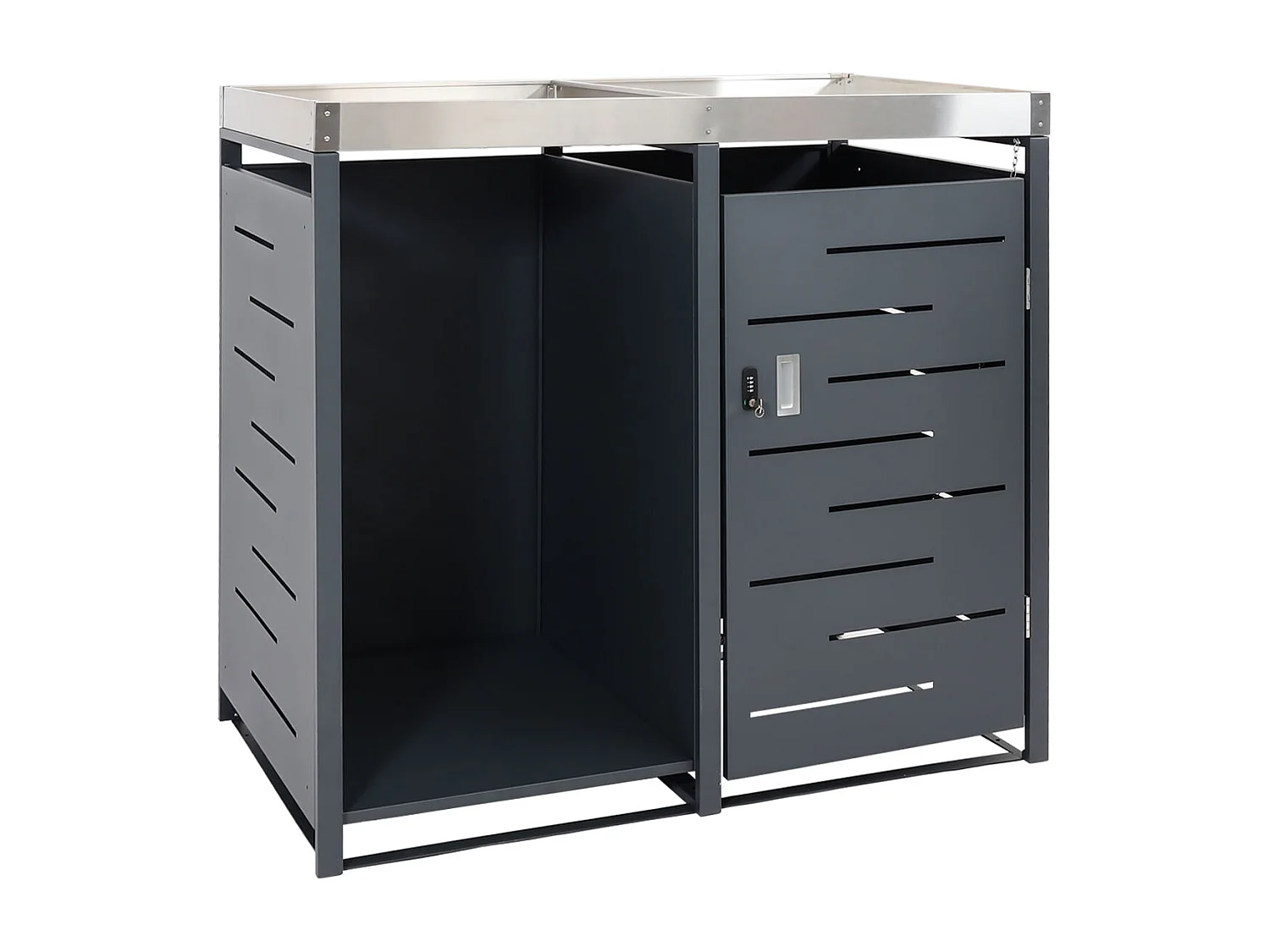 1-pojemnikowy pojemnik na śmieci z drewnianym schowkiem MCW-H40,  antracyt