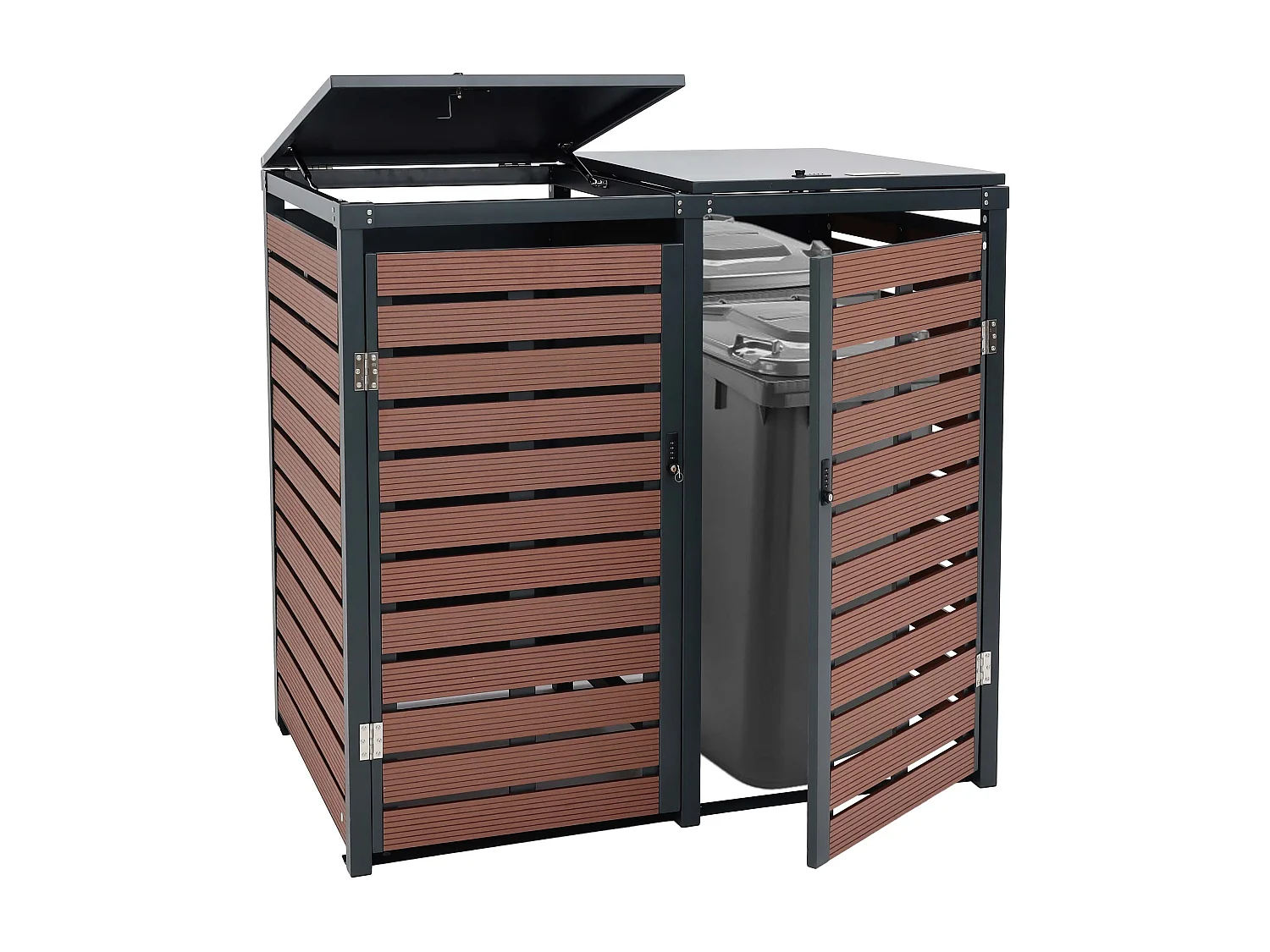 MCW-K14 2-bin/4-bin bin enclosure,  walnut wood finish