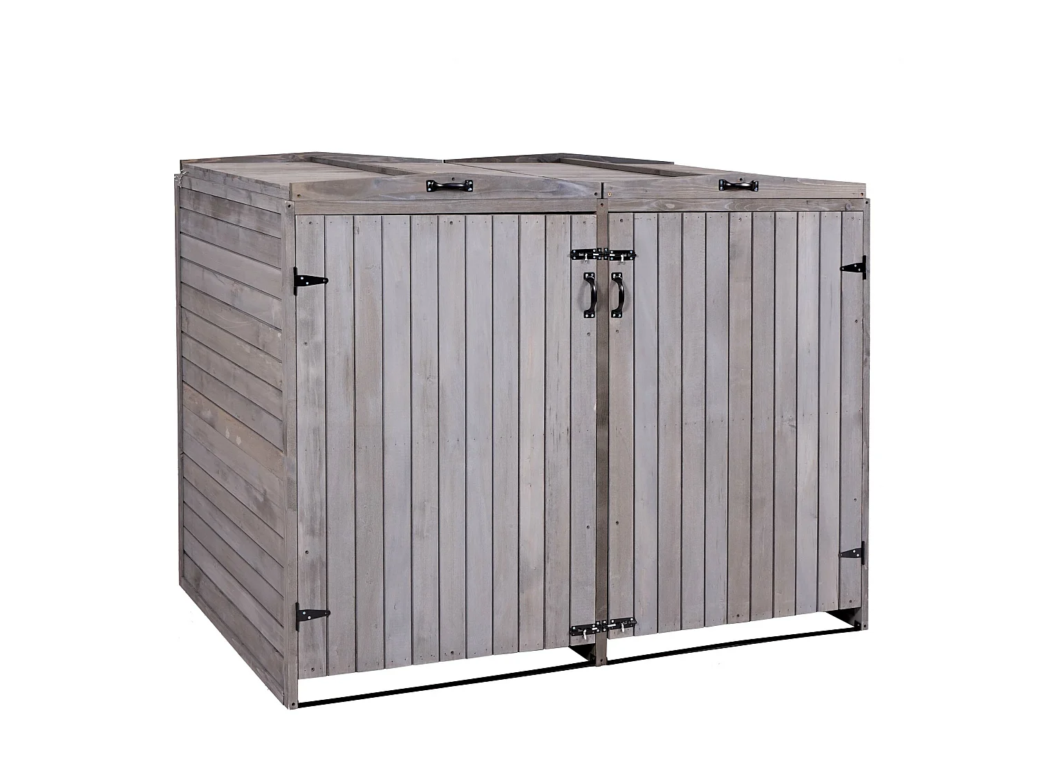 2x copribidoni box spazzatura rifiuti MCW-H74 98x158x126cm legno abete grigio antracite