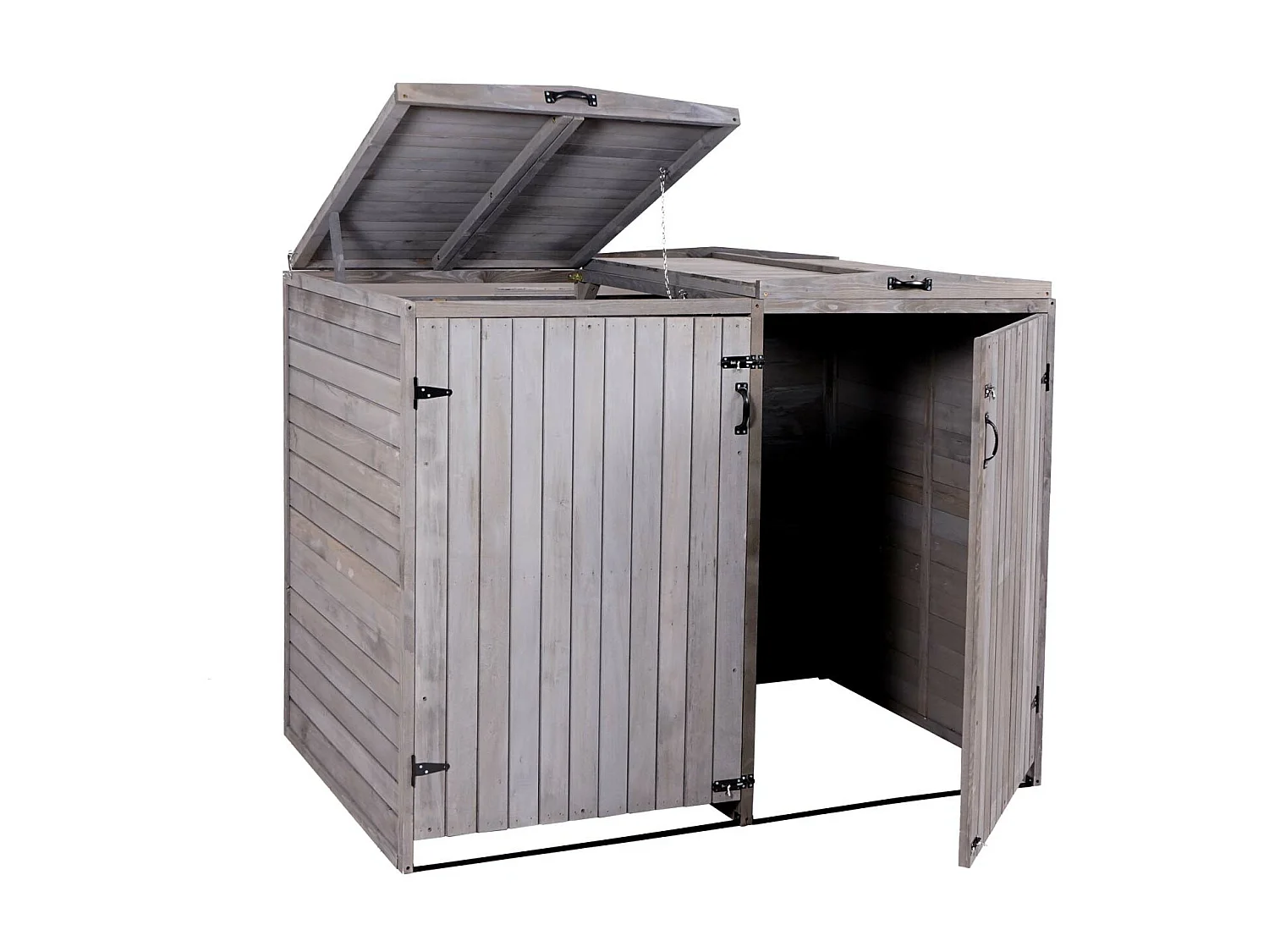 2x copribidoni box spazzatura rifiuti MCW-H74 98x158x126cm legno abete grigio antracite