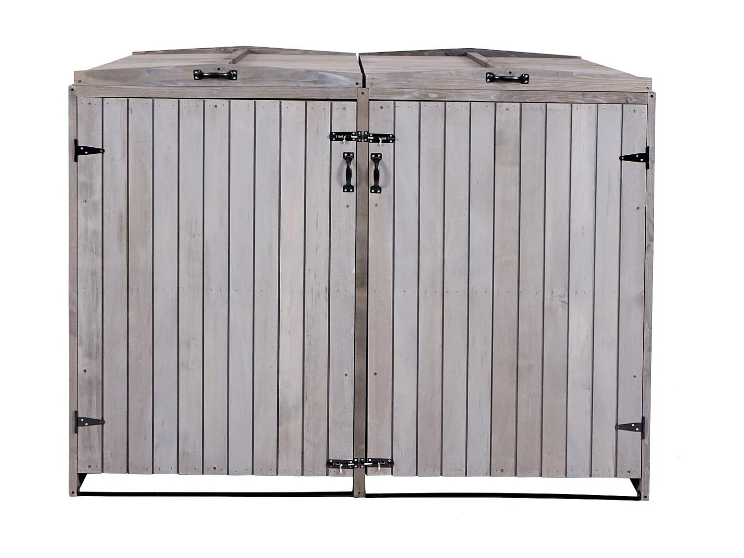 2x copribidoni box spazzatura rifiuti MCW-H74 98x158x126cm legno abete grigio antracite