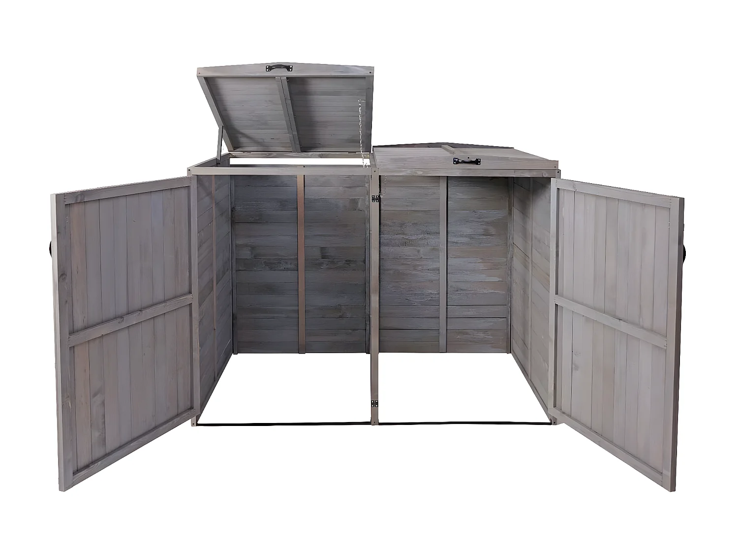 2x copribidoni box spazzatura rifiuti MCW-H74 98x158x126cm legno abete grigio antracite