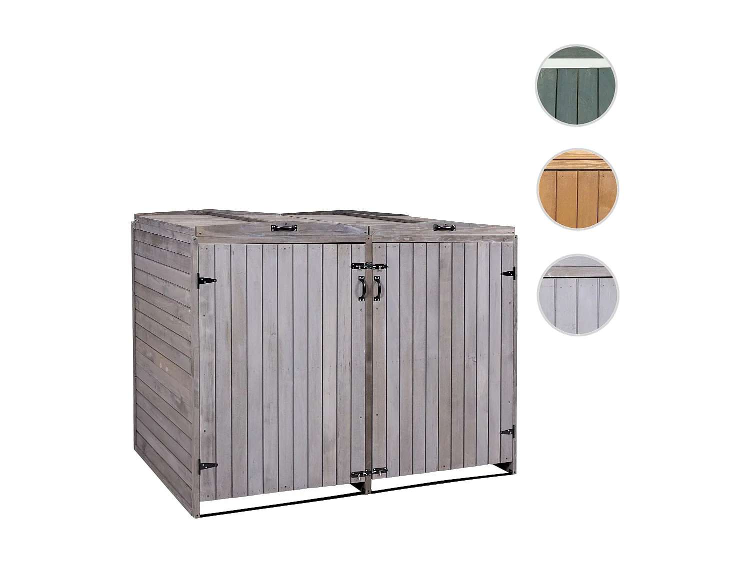 2x copribidoni box spazzatura rifiuti MCW-H74 98x158x126cm legno abete grigio antracite