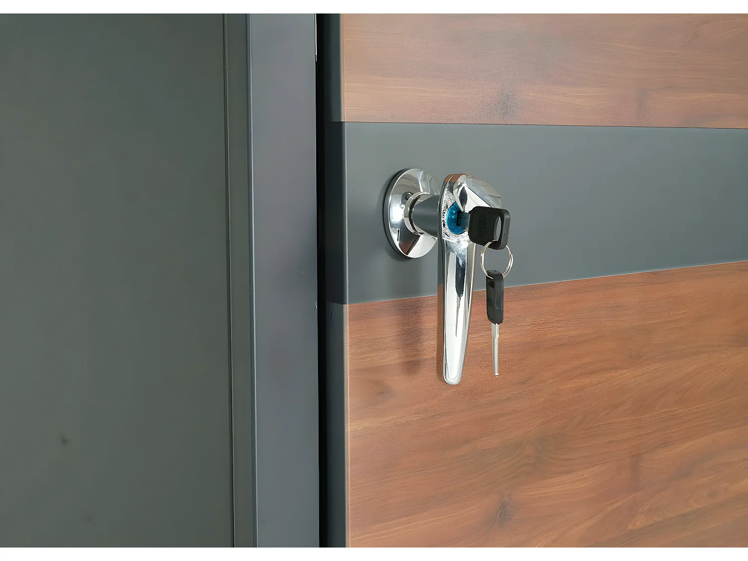 Copribidone box spazzatura rifiuti MCW-J82 80x68x117cm acciaio inox antracite ciliegio