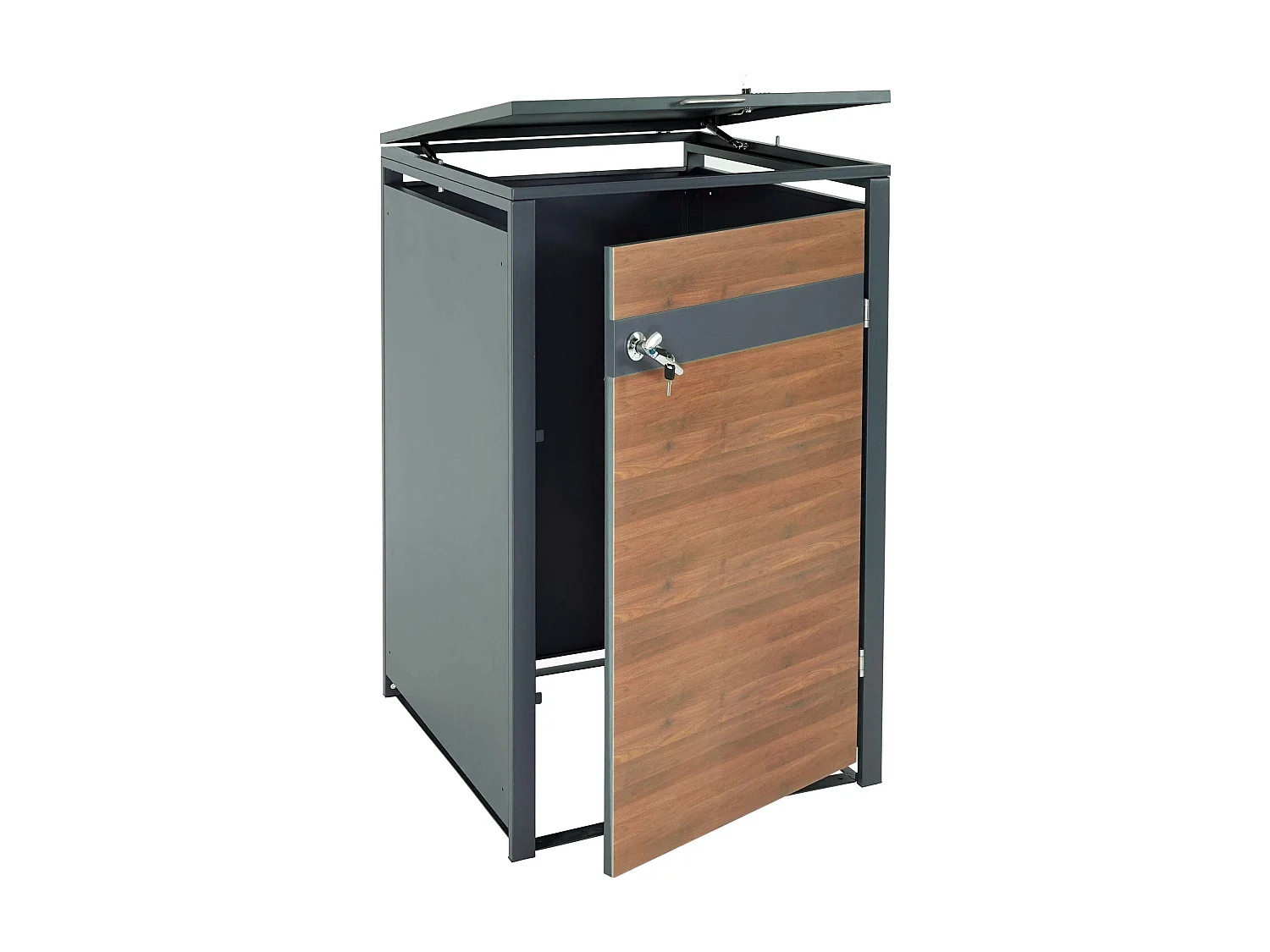 1-bin waste bin cover MCW-J82,  dark brown cherry wood finish