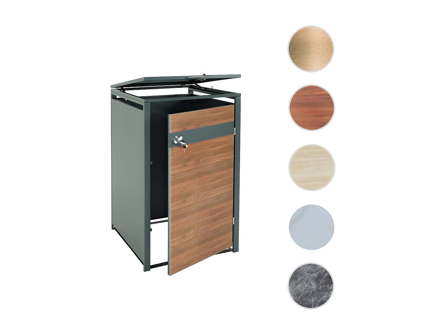 1-bin waste bin cover MCW-J82,  dark brown cherry wood finish