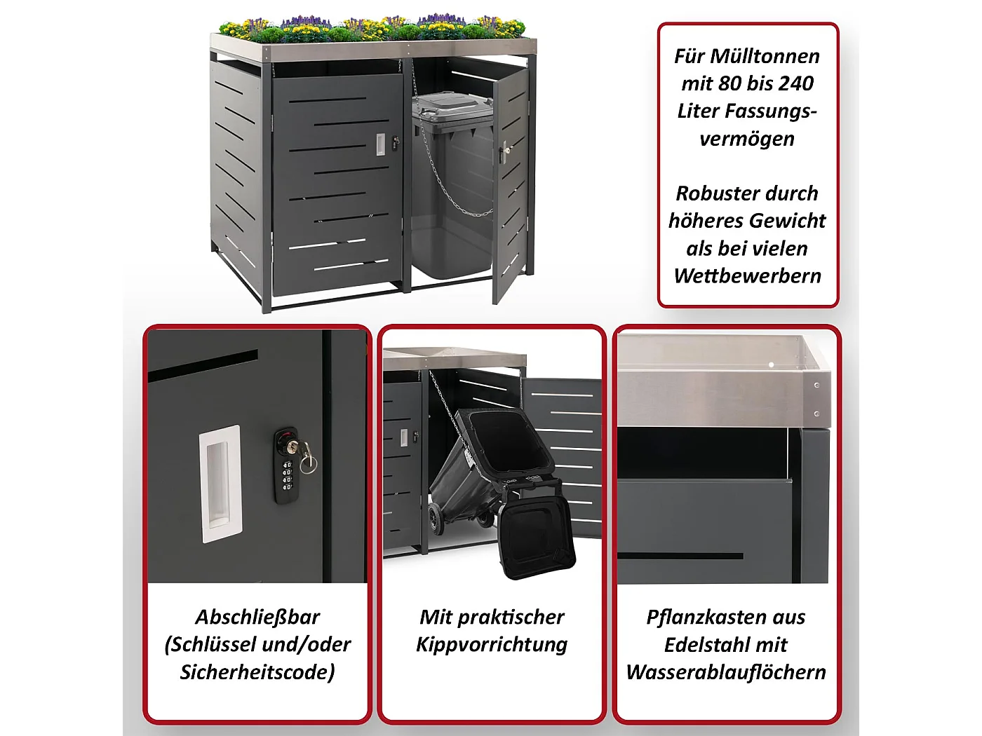 Bekleding voor 2 vuilnisbakken MCW-H40