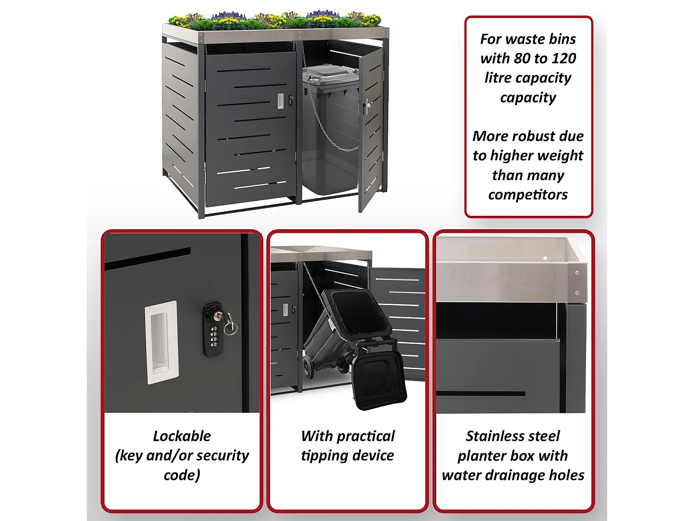 Osłona na dwa pojemniki na śmieci MCW-H40