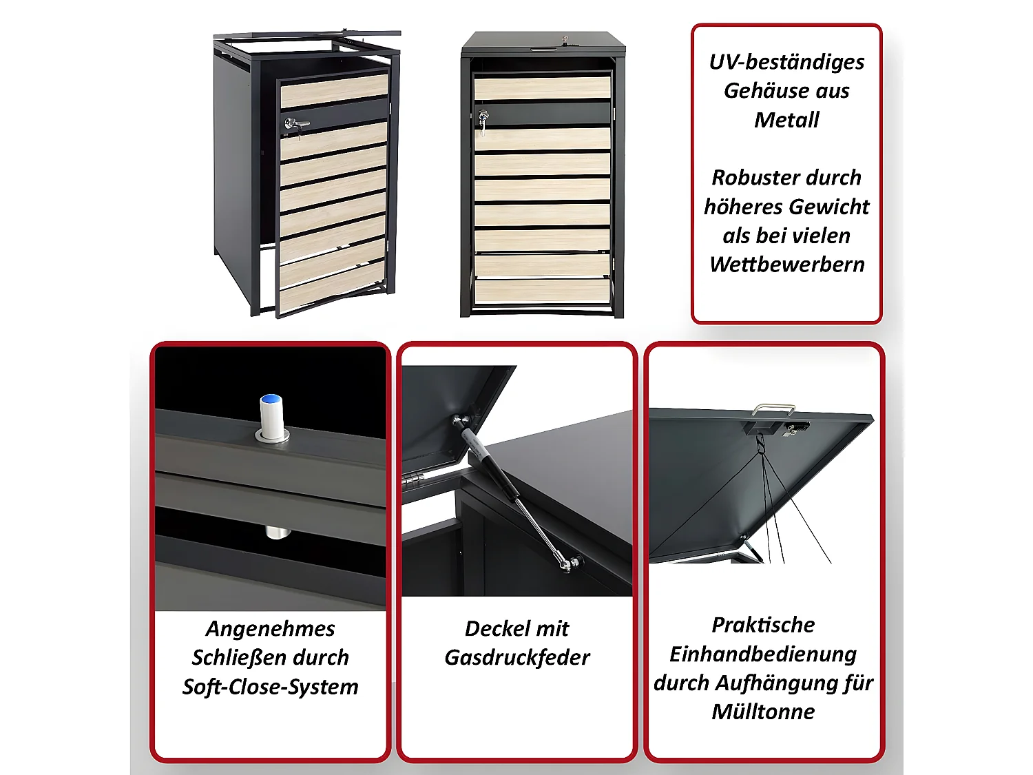 1 pojemnik MCW-J81,  ciemny brąz o wyglądzie drewna wiśniowego